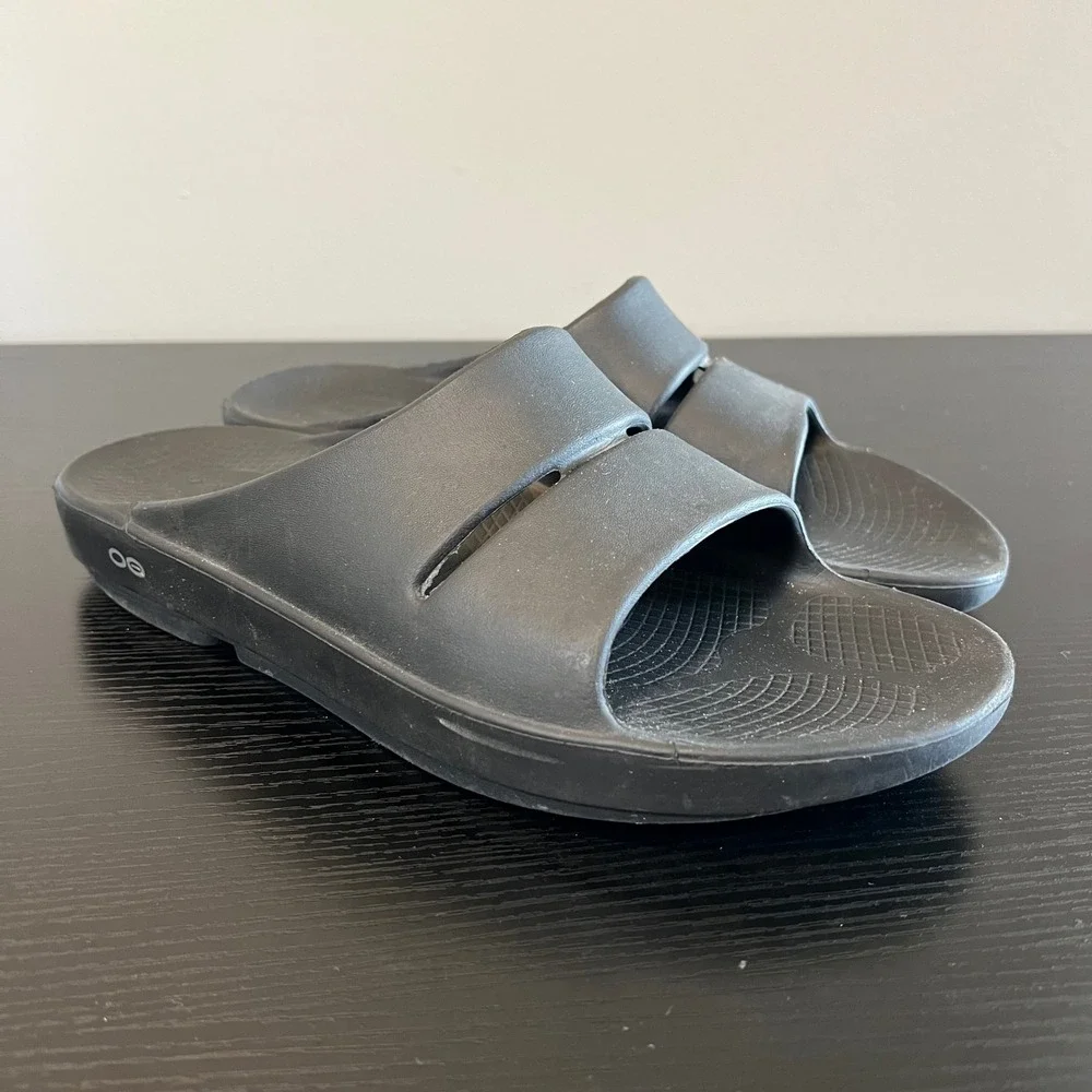 OOFOS OOahh Sport Recovery Slides Black Men's 12 Sandals